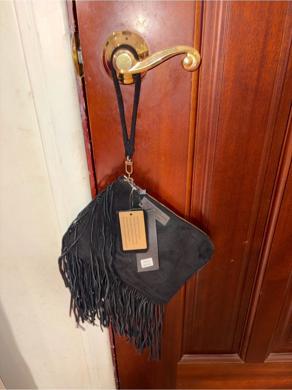 Street level Fringe Wristlet Clutch - Black